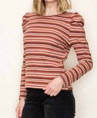 Staccato - Striped Puffed Long Sleeve Top
