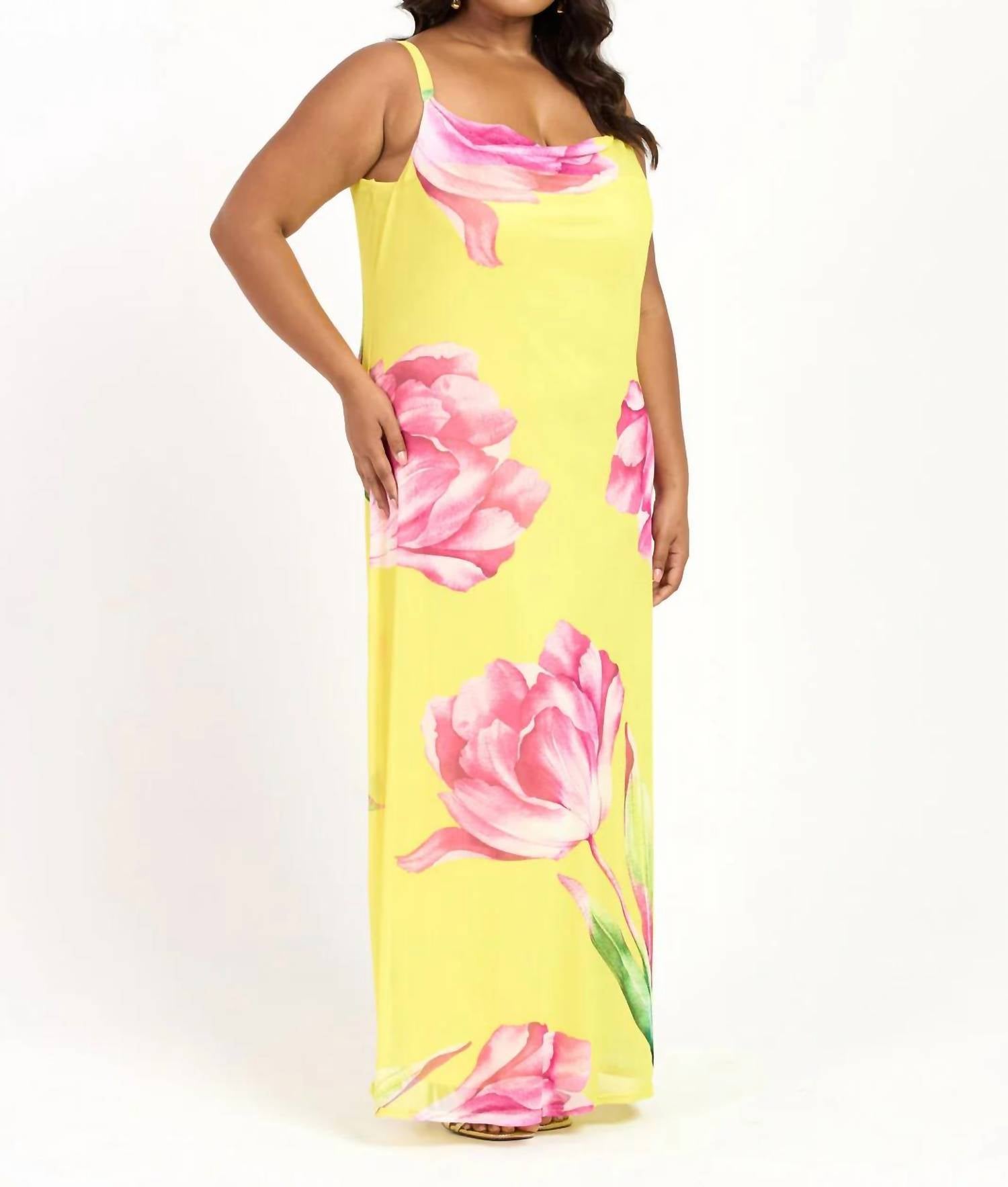 Fashion Szn Curve - Statement Floral Strappy Maxi Dress - Plus Size