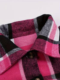 Rosa Clothing Autumn Shacket Plaid Shirt Jacket in rose red 1 - women's jacket - alternate view