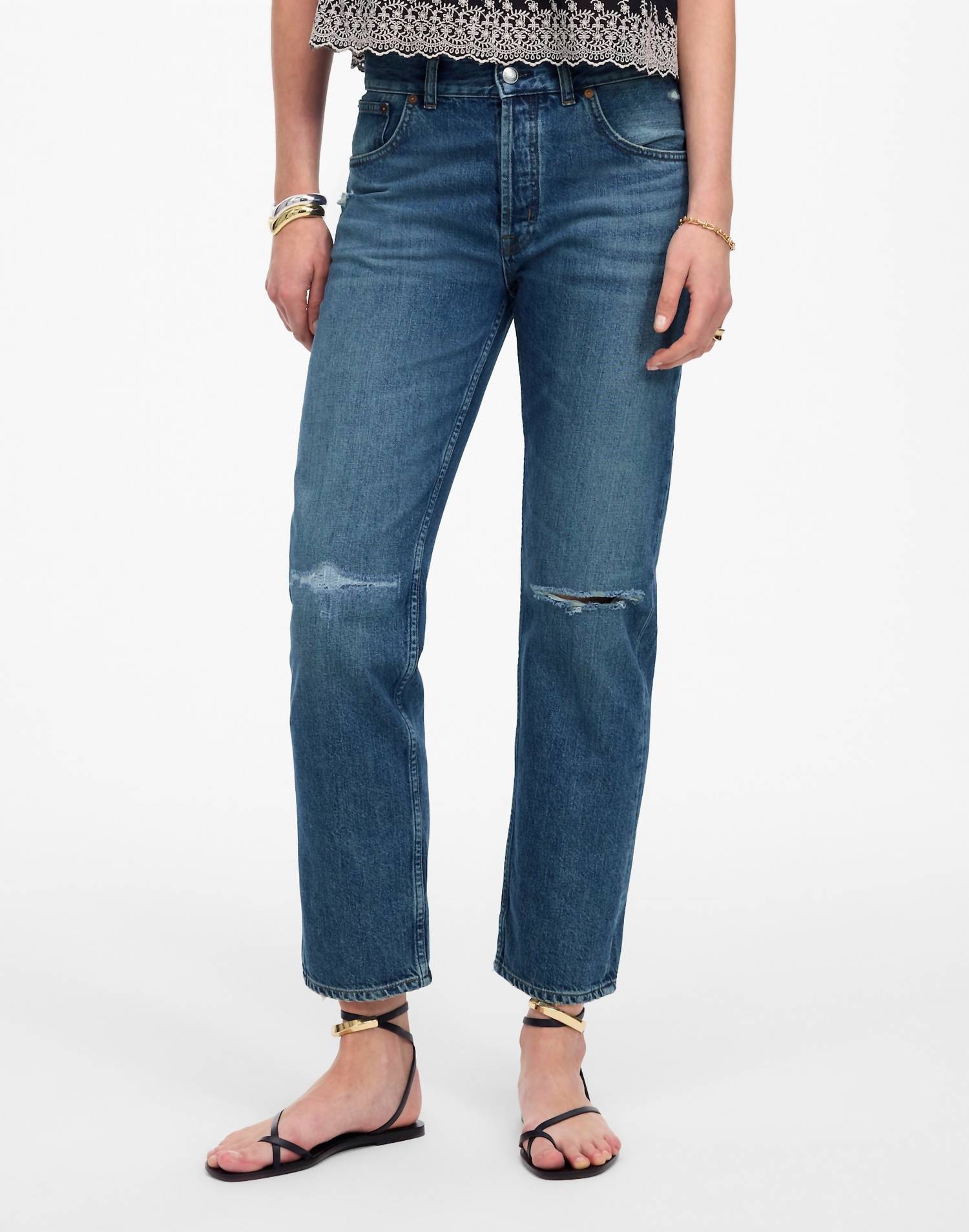 Madewell Dean Easy Straight Crop Jeans in labette wash - women's jeans