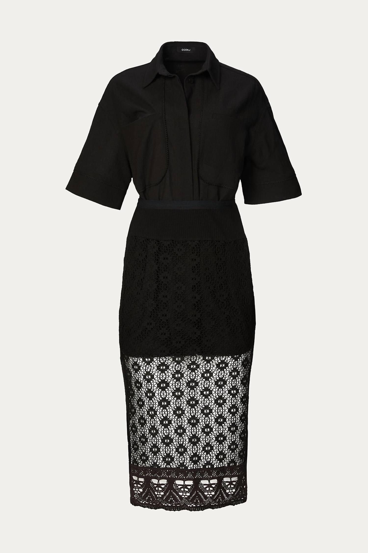 SHIRT AND CROCHET LACE SKIRT SET