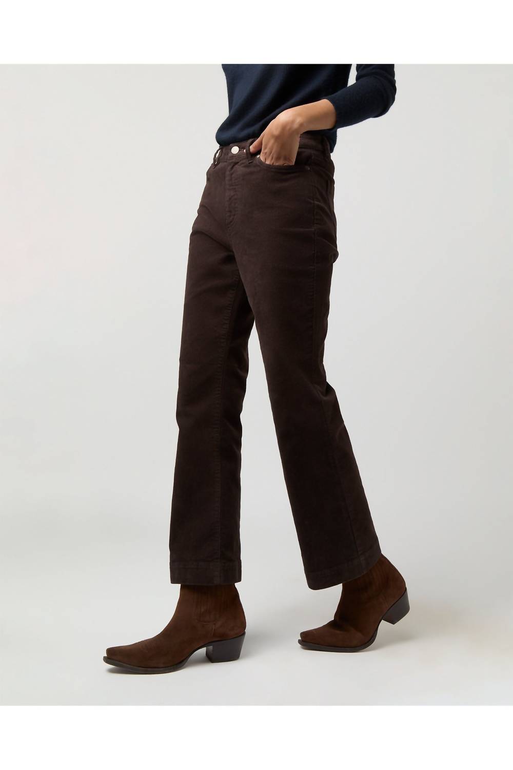 Ann Mashburn Kendall Flare 5-Pocket Jean in coffee stretch cord - women's pants - alternate view