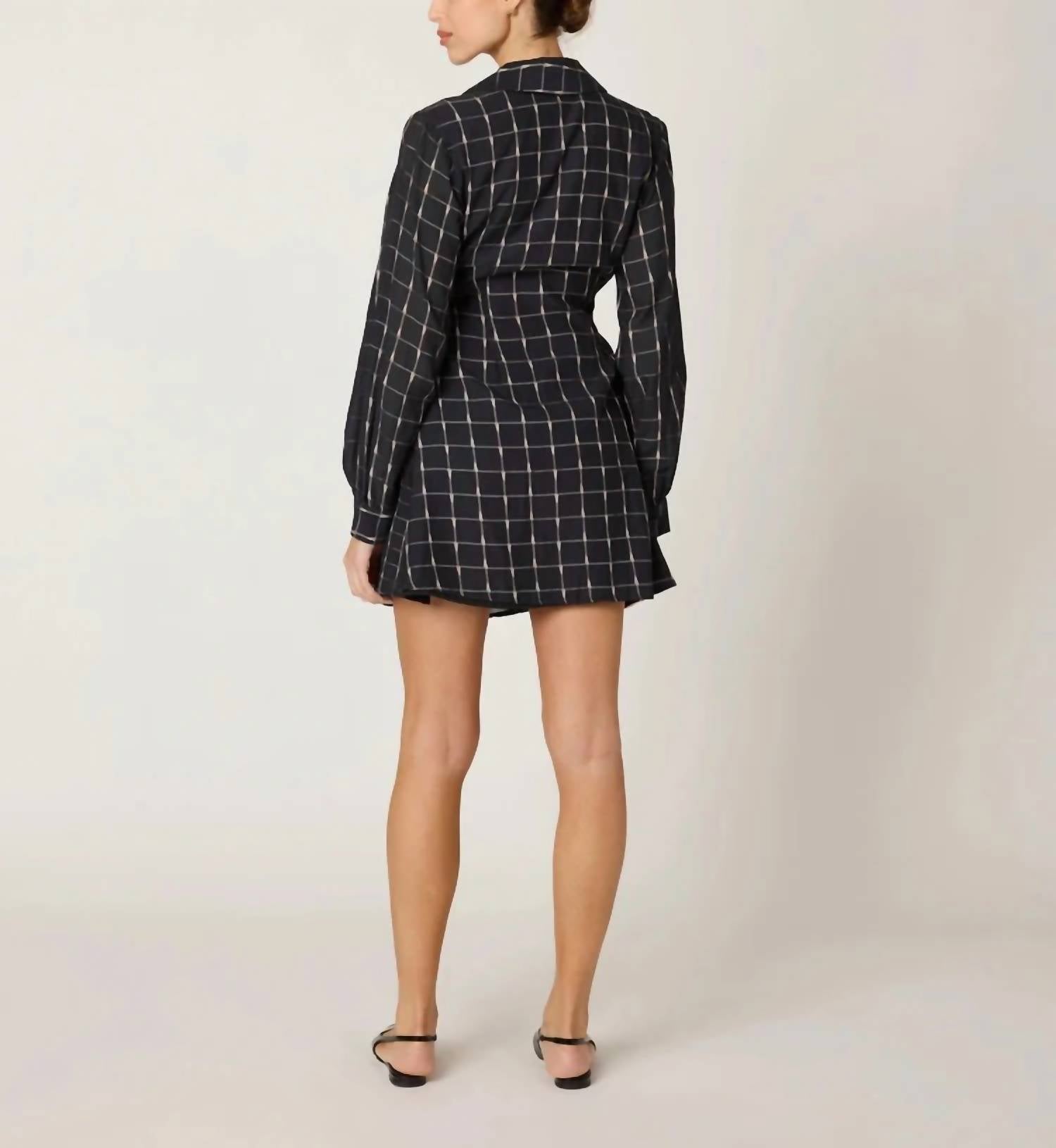 Cleobella Talia Mini Dress in checkered - women's dress - detail view