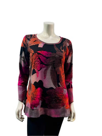 Variations - Women'ssunset Floral Burnout Top