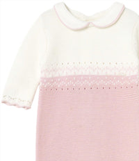 Mayoral Kid's Long Sleeve Tricot Romper in crystal pink - kids' item - alternate view