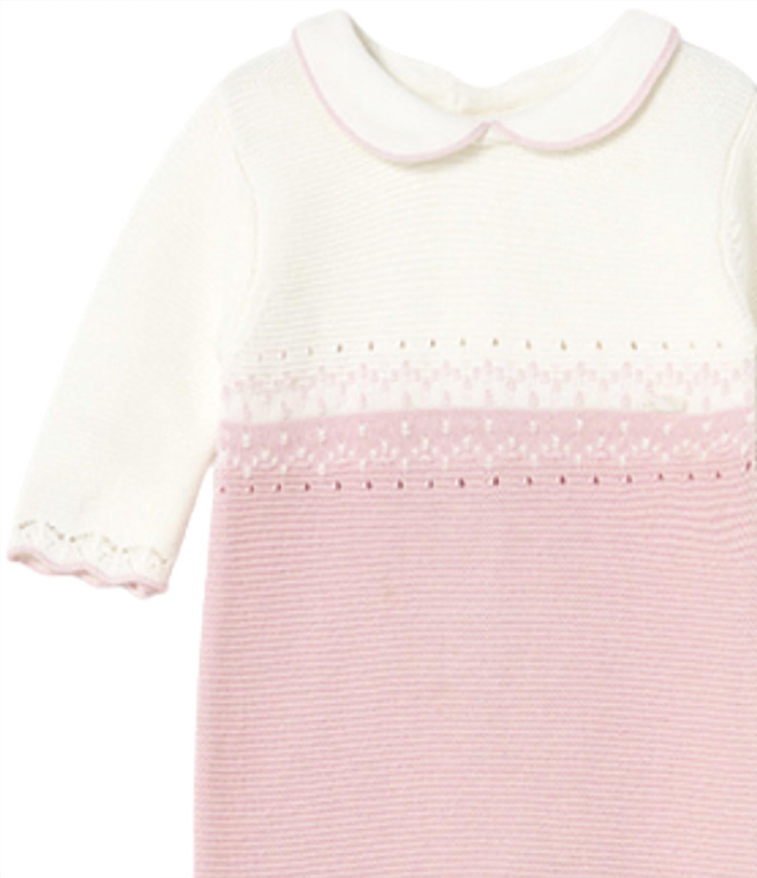 Mayoral Kid's Long Sleeve Tricot Romper in crystal pink - kids' item - alternate view