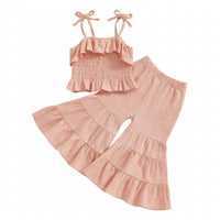 Ajc Wholesale - Girls' Wide Leg Tied Sleeve Set