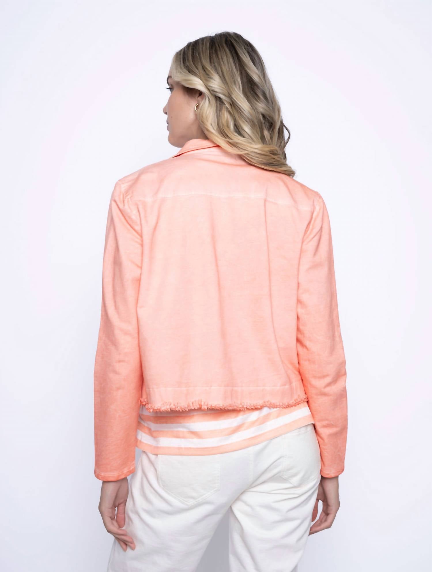 Picadilly - Raw Edge Fringe Patch Pocket Jacket
