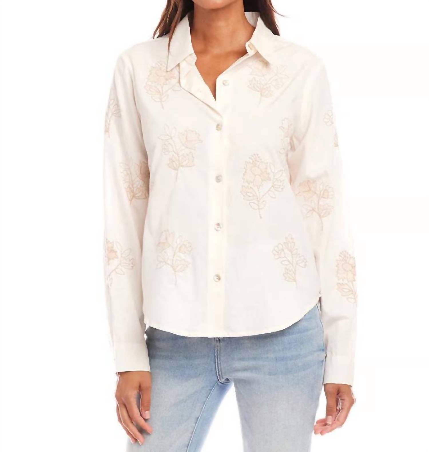 Karen Kane - Embroidered Button Up Shirt