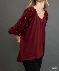 Umgee - Sparkly Knit Velvet Top