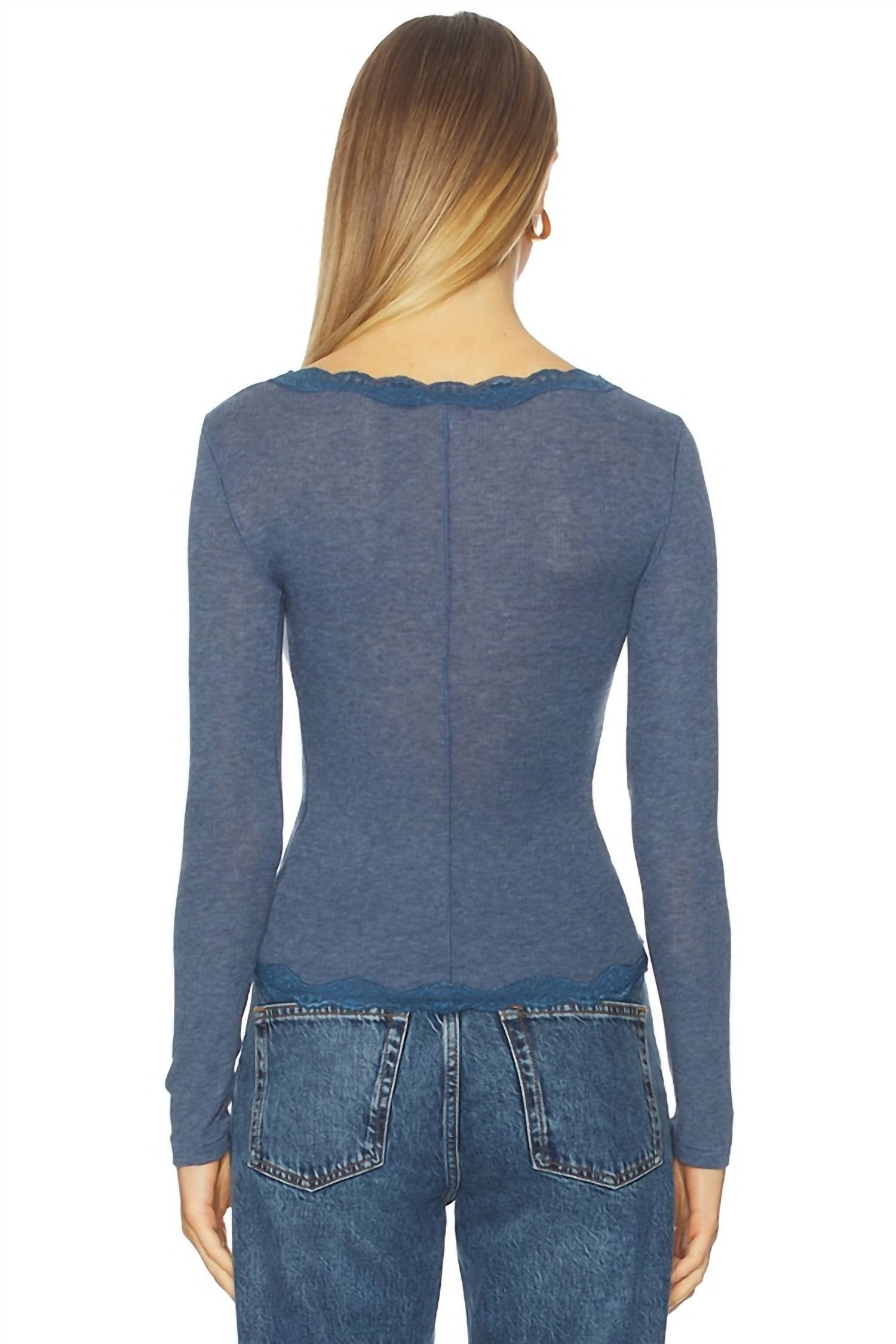 Free People Big Love Cardigan in ocean heather - women's cardigan - detail view