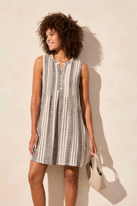 Tribal - Yarn Dye Pintuck Sleeveless Mini Dress