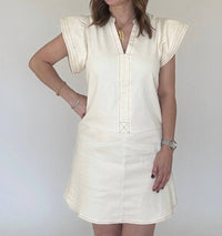 Thml - Neutral Denim Flutter Sleeve Dress
