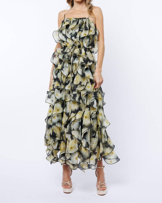 Ciebon - Irina Structured Ruffle Cocktail Midi Dress