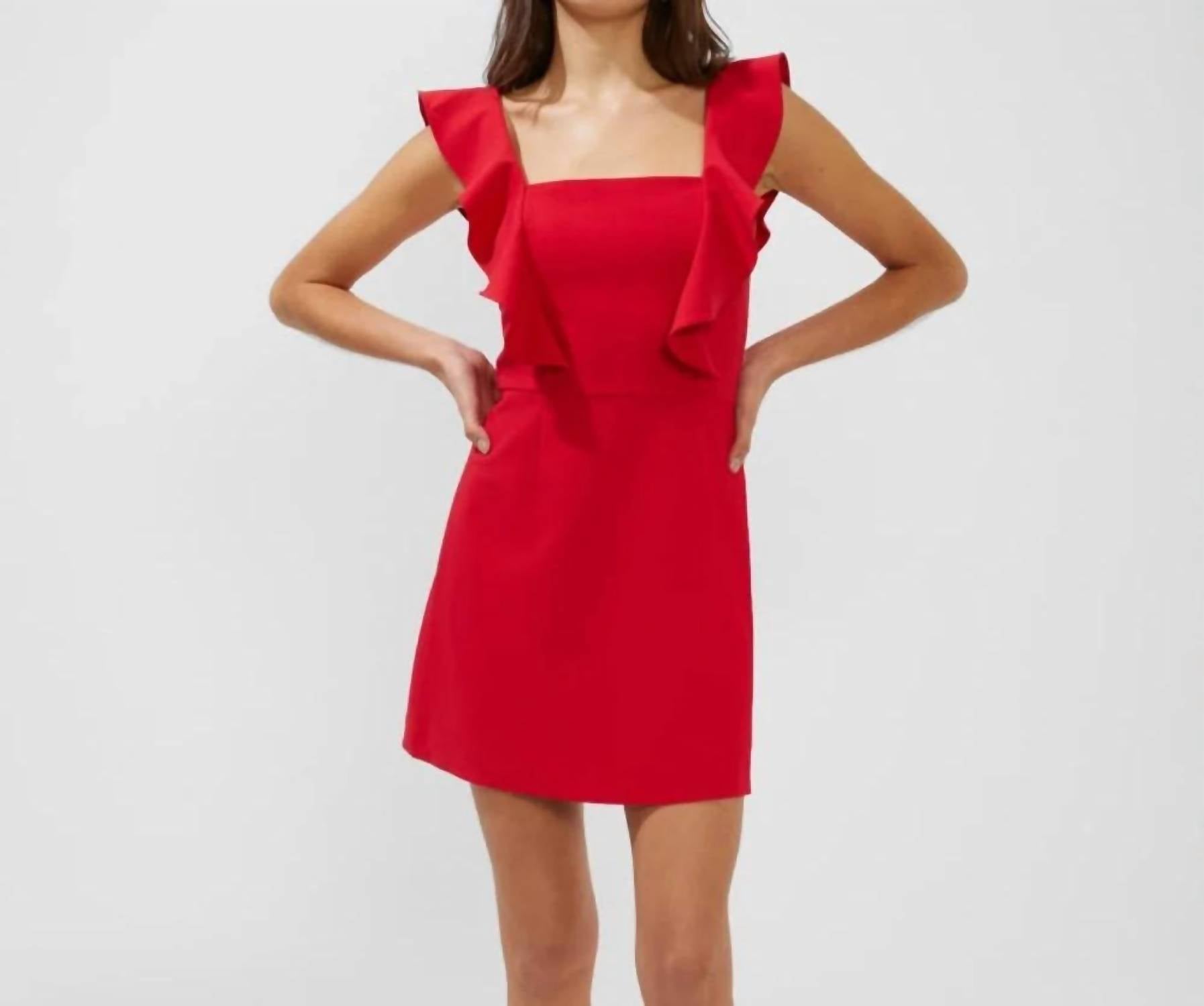 French Connection - Whisper Square Neck Ruffle Dress