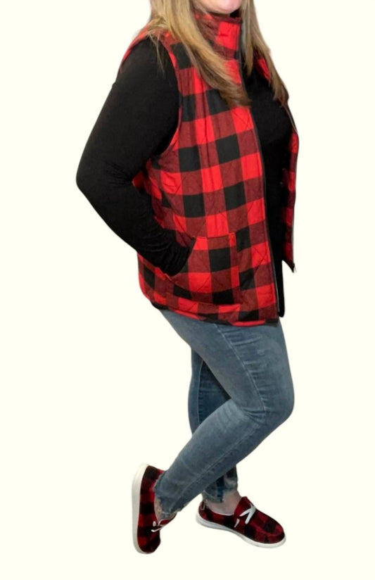 Michelle Mae - Buffalo Plaid Full Zip Vest