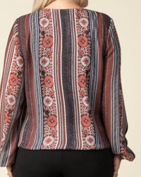 Papillon - Floral Stripe Blouse Top