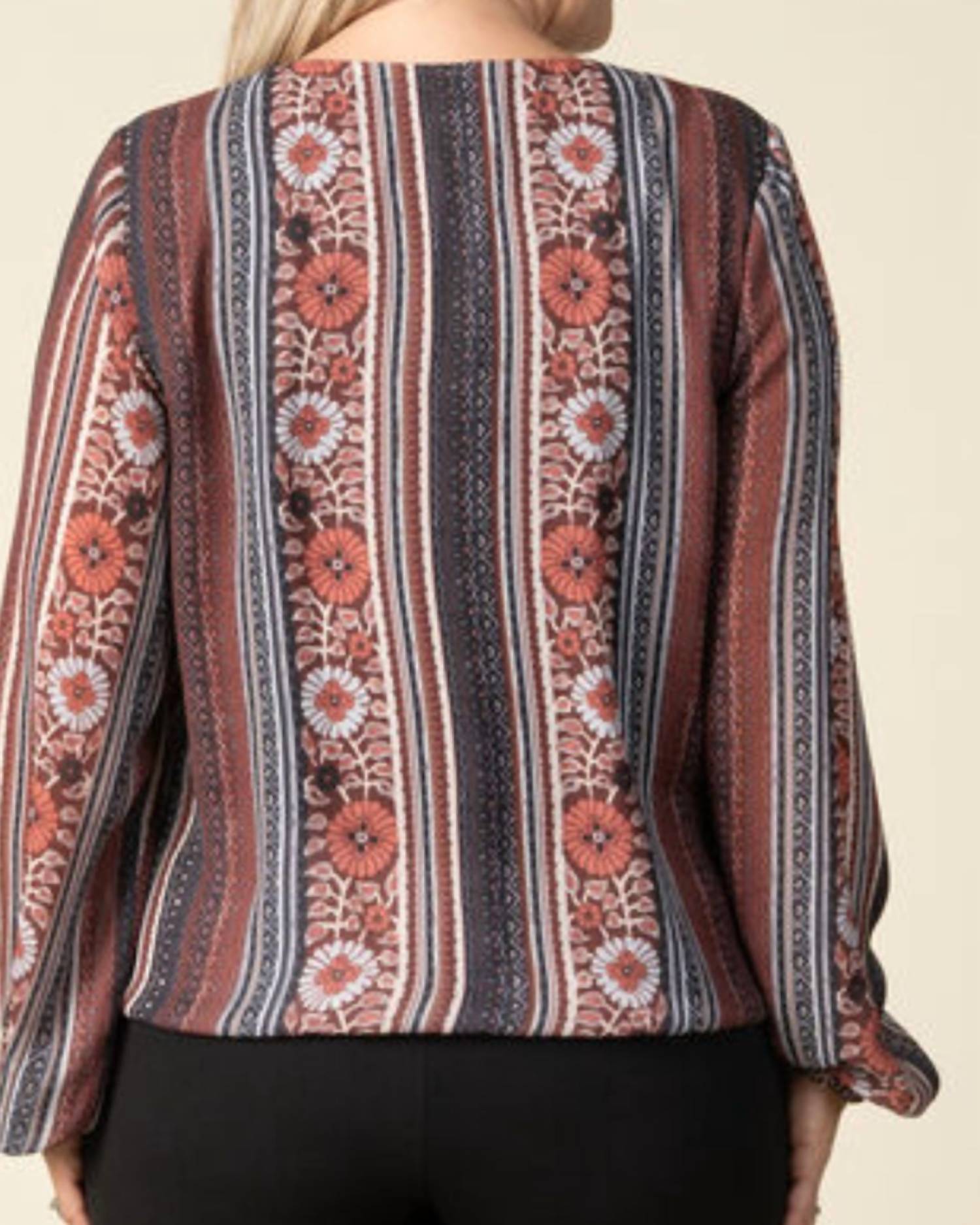 Papillon - Floral Stripe Blouse Top