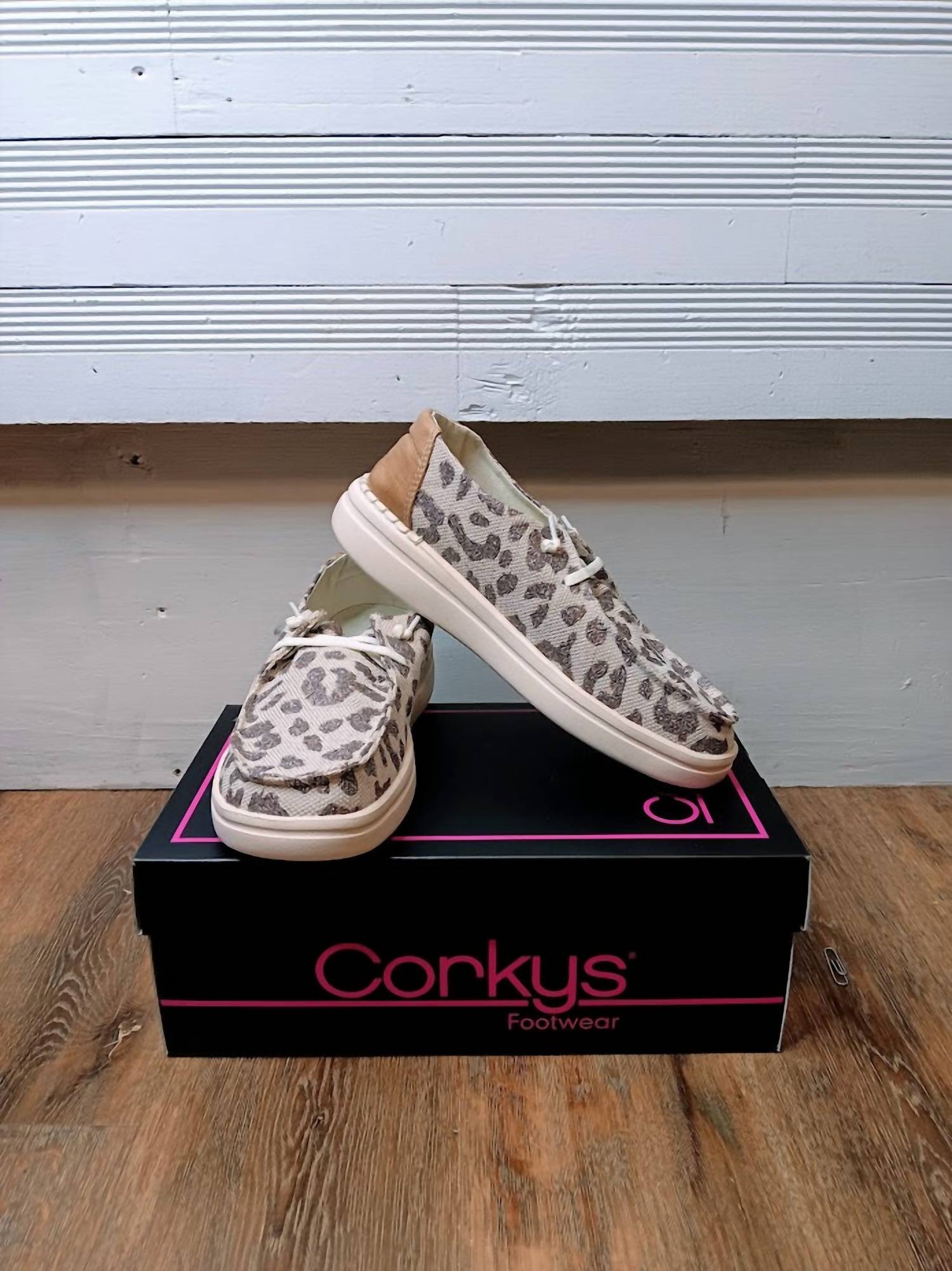 Corkys Footwear Women's Sparkle Leopard Kayak Shoes in tan - women's flats