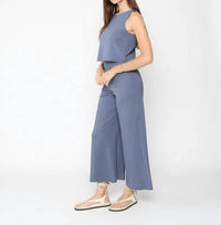 RIPLEY RADER Ponte Knit Tank Top in sea blue - women's tank top - detail view