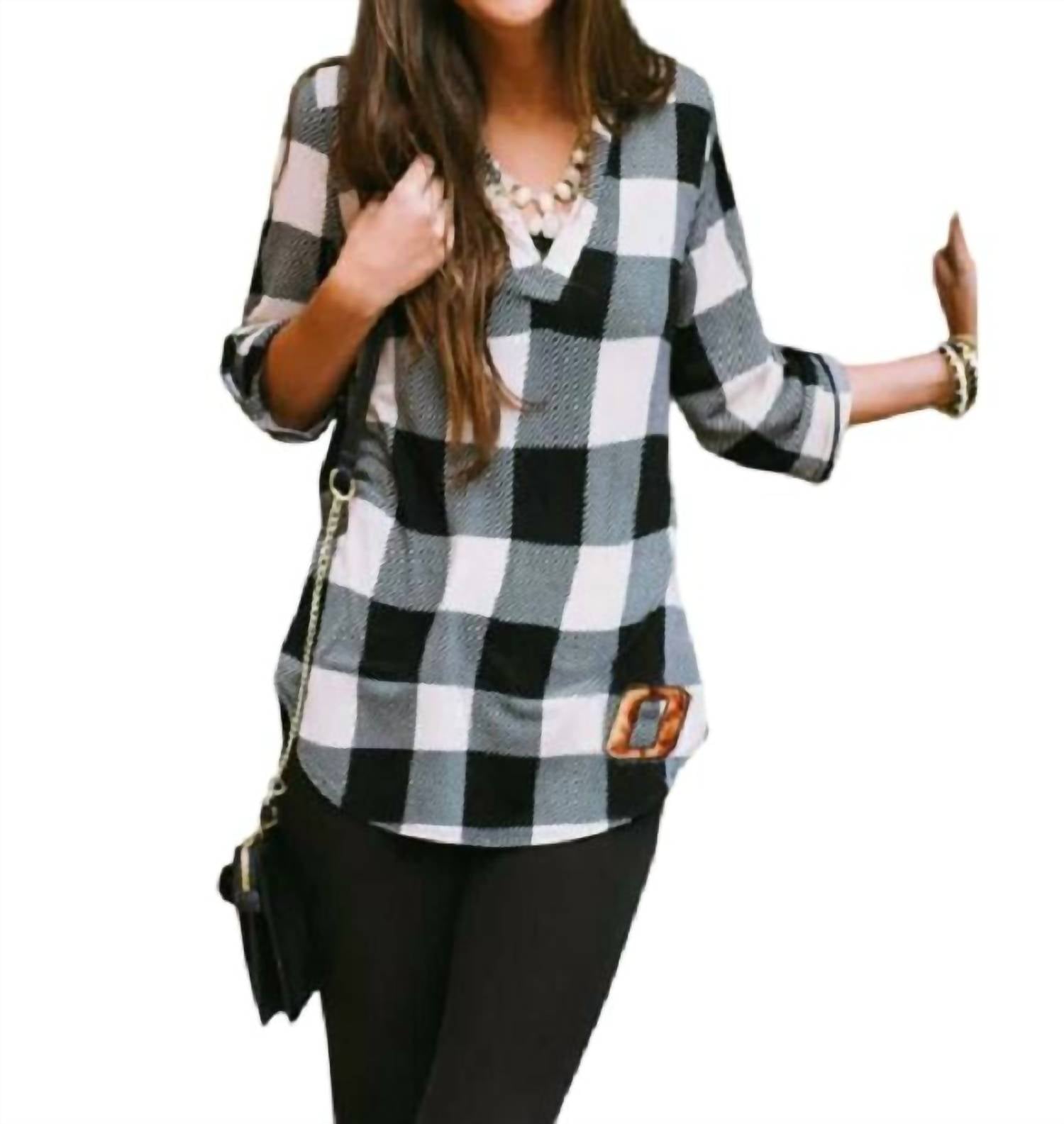 Gameday Couture - Oklahoma State University Plaid Tunic
