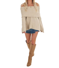 Le Lis - Show Me Love Off Shoulder Oversized Sweater