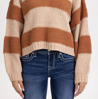 Miss Me - Crochet Striped Sweater