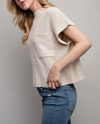 Sweet Generis - Rib-knit Short Sleeve Sweater