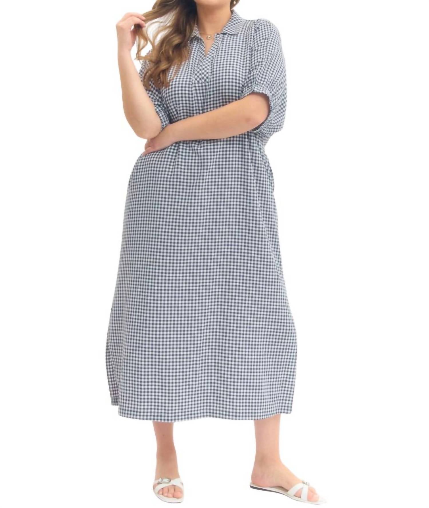 entro I'll Be There Gingham Midi Dress - Plus in navy - women's dress - view 4