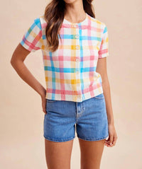 Anniewear - Sweet Pastel Check Cardigan