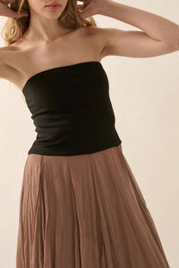 Promesa - Colorblock Strapless Textured Chiffon Maxi Dress