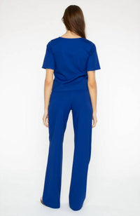 RIPLEY RADER Ponte Knit Short Sleeve Top in cobalt - women's t-shirt - detail view