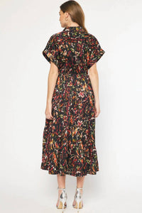 Entro - Satin Printed Midi Dress