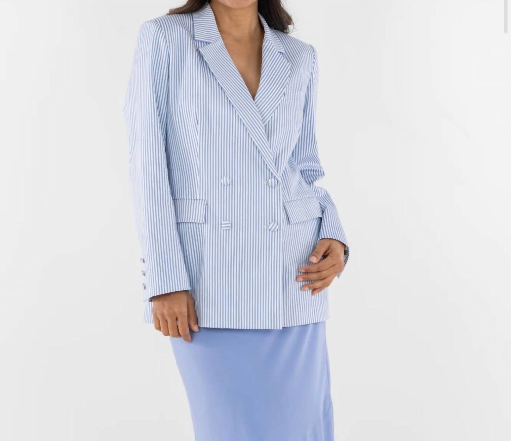Emily McCarthy Bristol Tailored Blazer in grapemist stripe - women's jacket