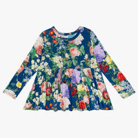 Posh Peanut - Girl's Long Sleeve Basic Peplum Top And Bloomer Set