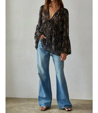 By Together - Woven Polyester Chiffon See Through Floral Blouse