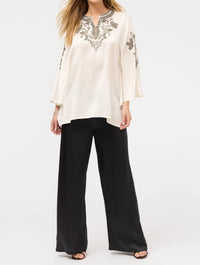 Johnny Was LA JOLLA KAFTAN TOP in winter white - women's blouse