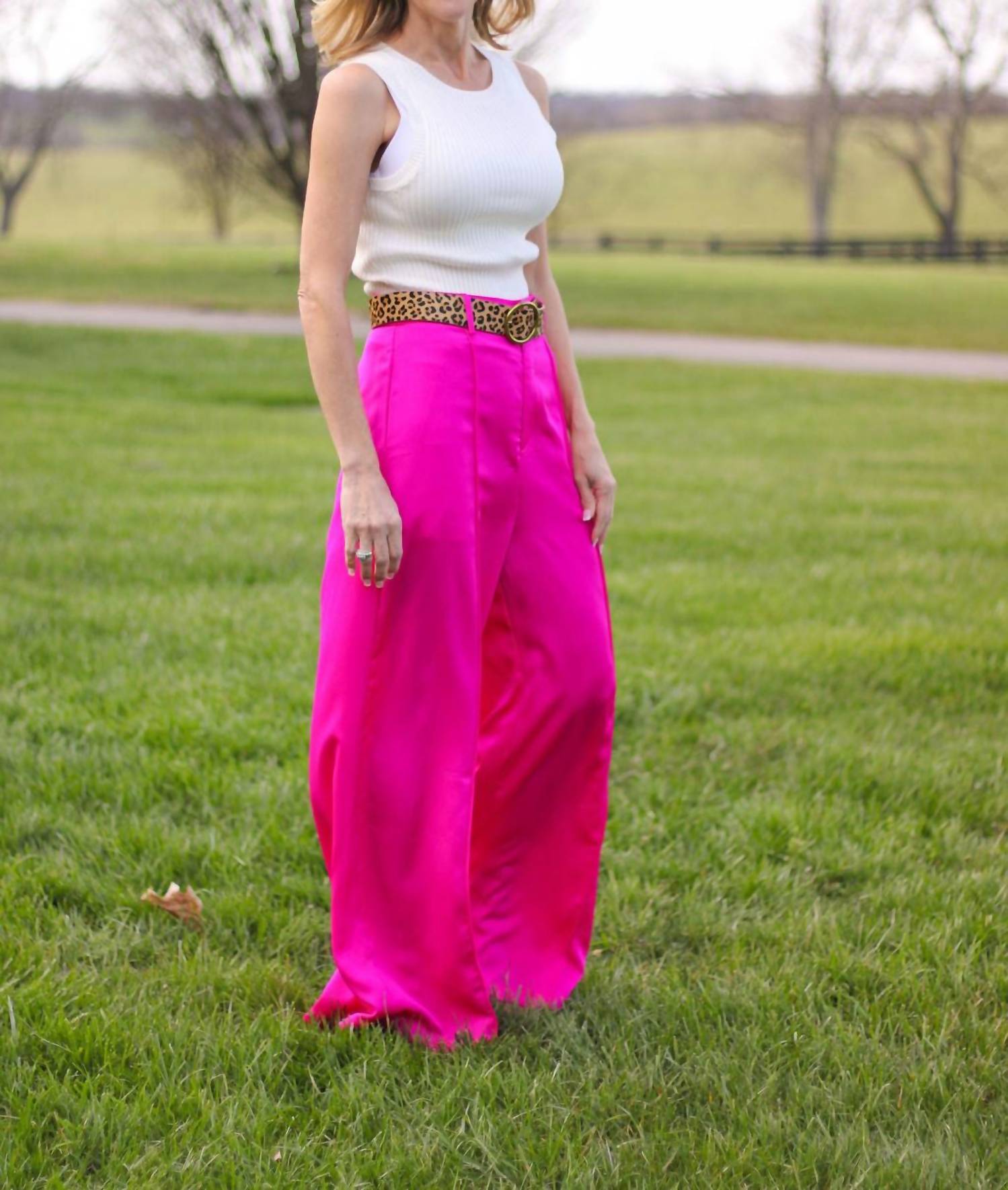 Flying Tomato - Classy Slacks Wide Leg Pants