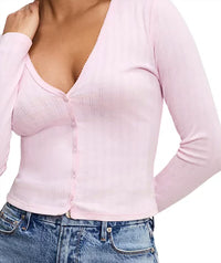 Good American - Pointelle Cardigan Top
