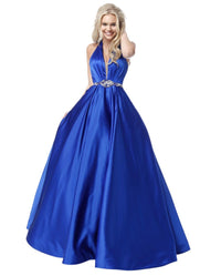 Sherri Hill - Deep V-neck Halter Gown