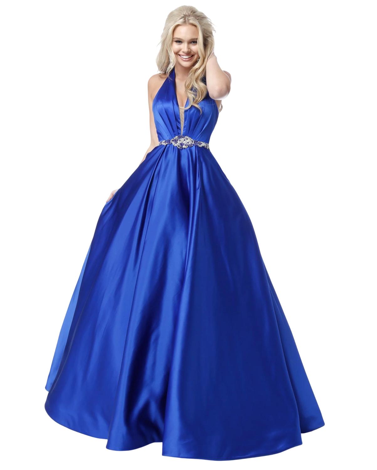 Sherri Hill - Deep V-neck Halter Gown