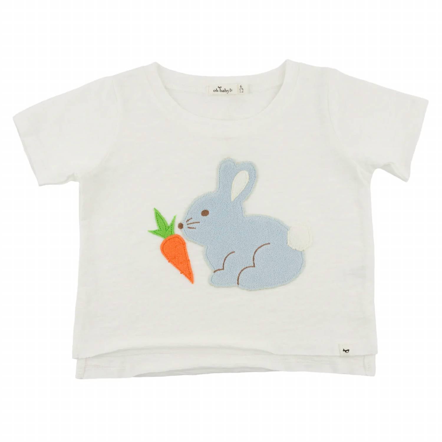 Oh Baby! - Kids Profile Bunny With Carrot Raw Edge Tee