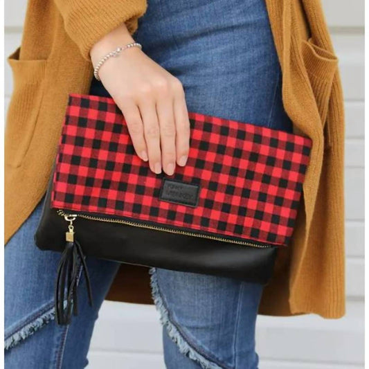 Funky Monkey - Women's Buffalo Check Foldover Clutch
