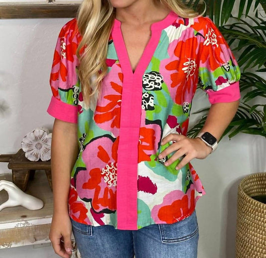 Jodifl - Floral V-neck Top
