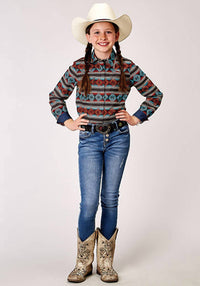 Roper - Girl's Horizontal Print Design Aztec Stripe Print Shirt