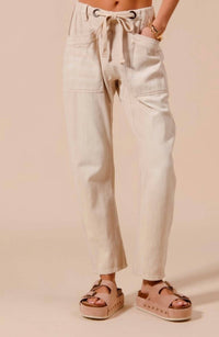 So Me Vintage Washed Slim Barrel Pant in ecru - women's pants - view 4