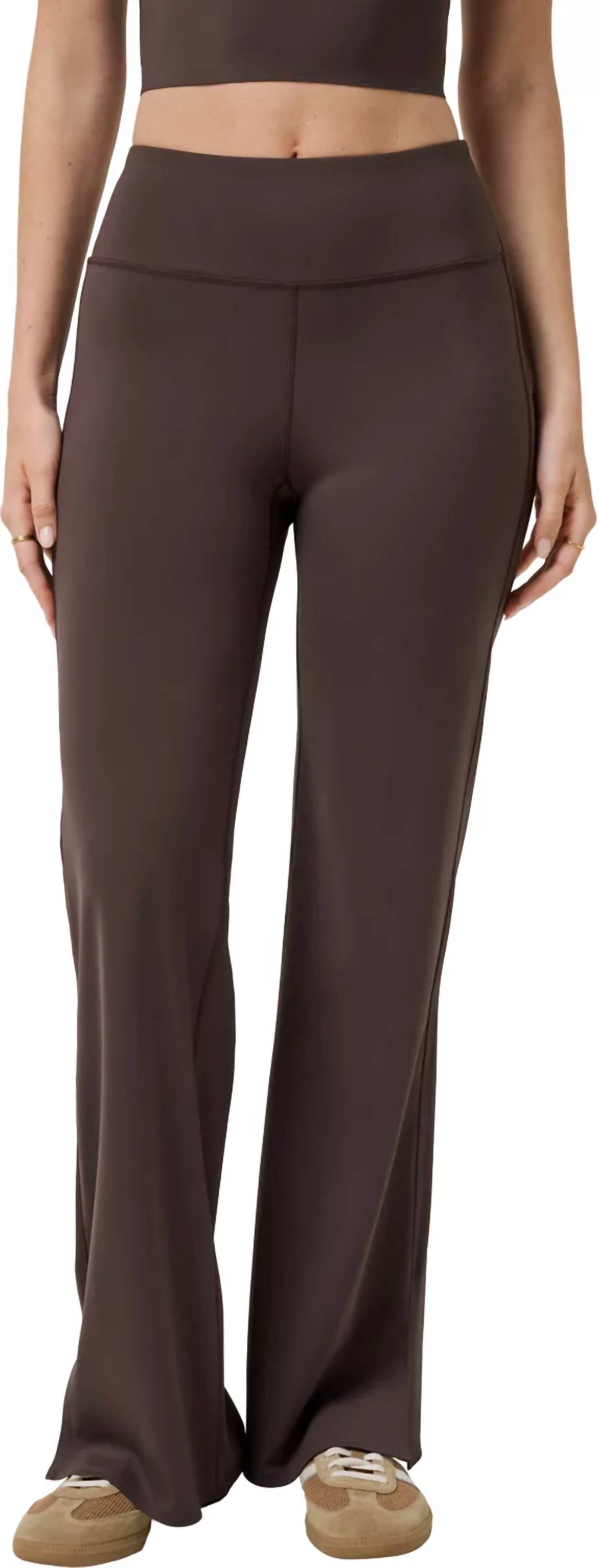 Travis Matthew Moveknit Bonded Wide Leg Pants in coffee grounds - women's pants - detail view