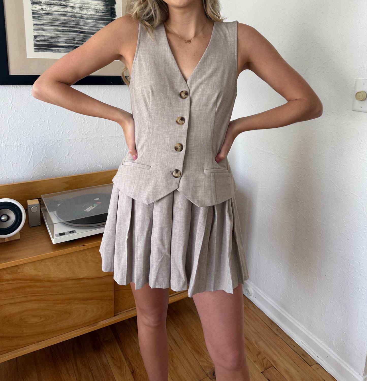 Sofie The Label - Madison Pleated Drop Waist Mini Dress