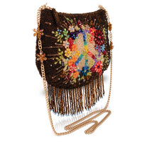 Mary Frances - Women's Peace And Light Beaded Peace Sign Crossbody Bag