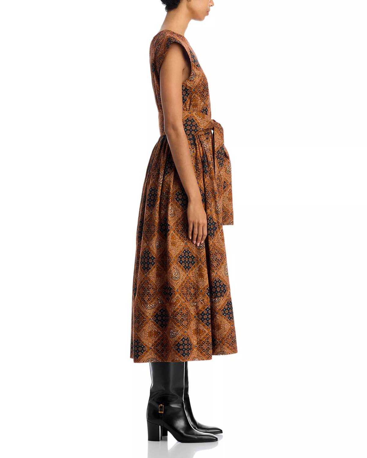 THE GREAT. Tulsa Dress in geo bandana print - women's dress - detail view